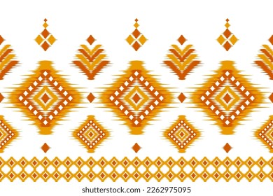 Ethnic ikat seamless pattern in tribal. Aztec geometric ethnic ornament print. Ikat pattern style. Design for background, wallpaper, illustration, fabric, clothing, carpet, textile, batik, embroidery.
