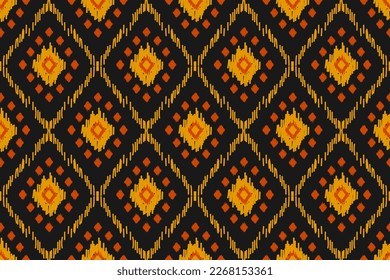Patrón de ikat étnico sin fisuras en las tribus. Huella de ornamento étnico geométrico azteca. Estilo de patrón de Ikat. Diseño para fondo, papel pintado, ilustración, tela, ropa, alfombra, textil, batik, bordado.