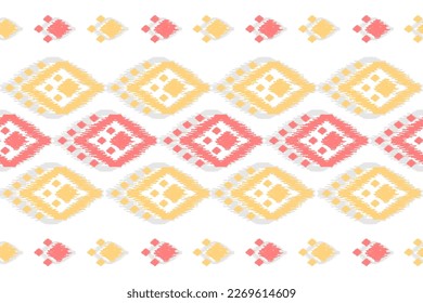 Ethnic ikat seamless pattern in tribal. American, Mexican style. Aztec geometric ornament print. Design for background, wallpaper, illustration, fabric, clothing, carpet, textile, batik, embroidery.