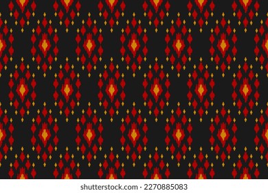Ethnic ikat seamless pattern in tribal. American, Mexican style. Aztec geometric ornament print. Design for background, wallpaper, illustration, fabric, clothing, carpet, textile, batik, embroidery.