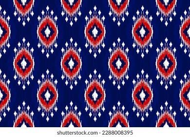 Ethnic ikat seamless pattern in tribal. American, Mexican style. Aztec geometric ornament print. Design for background, wallpaper, illustration, fabric, clothing, carpet, textile, batik, embroidery.