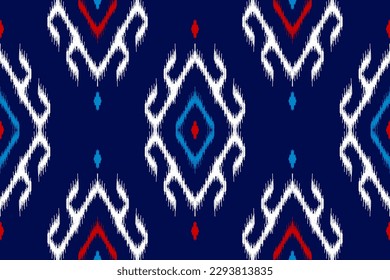 Ethnic ikat seamless pattern in tribal. Aztec geometric ethnic ornament print. Ikat pattern style. Design for background, wallpaper, illustration, fabric, clothing, carpet, textile, batik, embroidery.