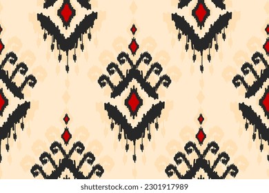 Ethnic ikat seamless pattern in tribal. American, Mexican style. Aztec geometric ornament print. Design for background, wallpaper, illustration, fabric, clothing, carpet, textile, batik, embroidery.
