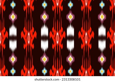 Ethnic ikat seamless pattern in tribal. Aztec geometric ethnic ornament print. Ikat pattern style. Design for background, wallpaper, illustration, fabric, clothing, carpet, textile, batik, embroidery.