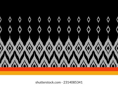 Patrón de ikat étnico sin fisuras en las tribus. Huella de ornamento étnico geométrico azteca. Estilo de patrón de Ikat. Diseño para fondo, papel pintado, ilustración, tela, ropa, alfombra, textil, batik, bordado.