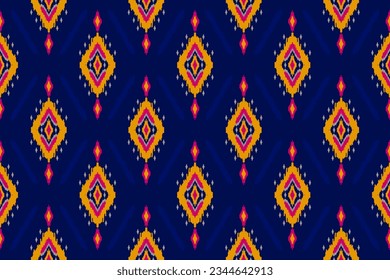Ethnic ikat seamless pattern in tribal. American, Mexican style. Aztec geometric ornament print. Design for background, wallpaper, illustration, fabric, clothing, carpet, textile, batik, embroidery.