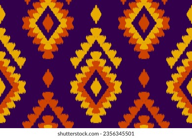 Ethnische Ikat nahtlose Muster in Stämmen. Aztekische geometrische Ornamentik. Ikat-Muster-Stil. Design für Hintergrund, Tapete, Illustration, Stoff, Kleidung, Teppich, Textilien, Batik, Stickereien.