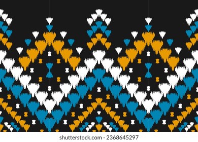 Ethnic ikat seamless pattern in tribal. Aztec geometric ethnic ornament print. Ikat pattern style. Design for background, wallpaper, illustration, fabric, clothing, carpet, textile, batik, embroidery.