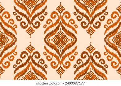 Patrón de ikat étnico sin fisuras en las tribus. de estilo americano y mexicano. Impresión de ornamento geométrico azteca. Diseño para fondo, papel pintado, ilustración, tela, ropa, alfombra, textil, batik, bordado.