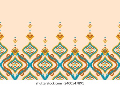 Ethnic ikat seamless pattern in tribal. Aztec geometric ethnic ornament print. Ikat pattern style. Design for background, wallpaper, illustration, fabric, clothing, carpet, textile, batik, embroidery.