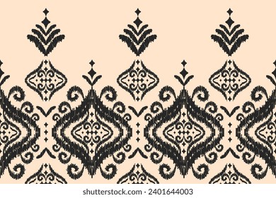 Ethnic ikat seamless pattern in tribal. Aztec geometric ethnic ornament print. Ikat pattern style. Design for background, wallpaper, illustration, fabric, clothing, carpet, textile, batik, embroidery.