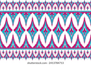 Ethnic ikat seamless pattern in tribal. American and Mexican style. Design for background, wallpaper, illustration, fabric, clothing, carpet, textile, batik, embroidery.