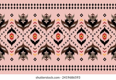 Ethnic ikat seamless pattern in tribal. Aztec geometric ethnic ornament print. Ikat pattern style. Design for background, wallpaper, illustration, fabric, clothing, carpet, textile, batik, embroidery.