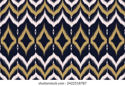 Patrón de ikat étnico sin fisuras en las tribus. Huella de ornamento étnico geométrico azteca. Estilo de patrón de Ikat. Diseño para ikat, manta, tela, ropa, alfombra, textiles, etnia, batik, bordado y otros.