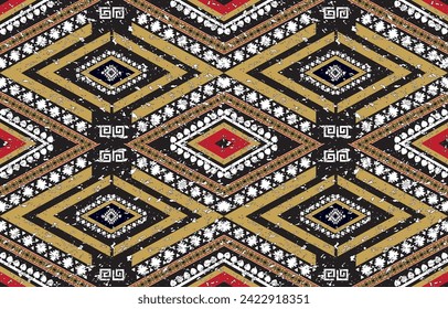 Ethnic ikat seamless pattern in tribal. Aztec geometric ethnic ornament print. Ikat pattern style. Design for ikat, blanket, fabric, clothing, carpet, textile, ethnic, batik, embroidery.