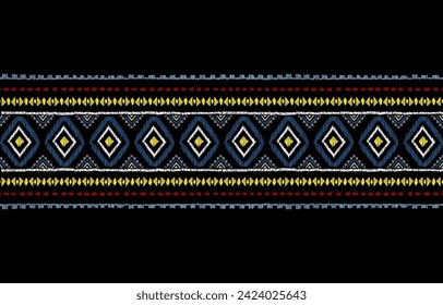 Ethnic ikat seamless pattern in tribal. Aztec geometric ethnic ornament print. Ethnic pattern style. Design for background, illustration, fabric, clothing, carpet, textile, batik, embroidery.