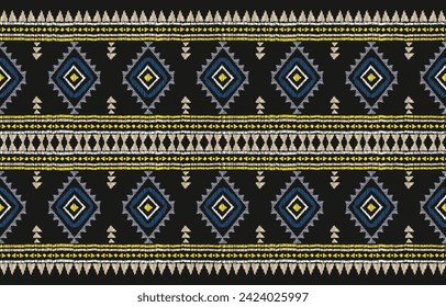 Ethnic ikat seamless pattern in tribal. Aztec geometric ethnic ornament print. Ethnic pattern style. Design for background, illustration, fabric, clothing, carpet, textile, batik, embroidery.