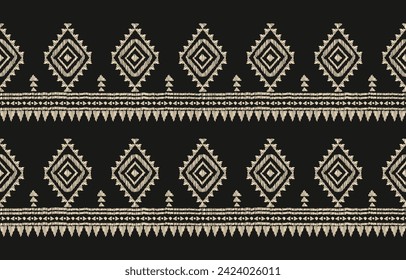 Ethnic ikat seamless pattern in tribal. Aztec geometric ethnic ornament print. Ethnic pattern style. Design for background, illustration, fabric, clothing, carpet, textile, batik, embroidery.