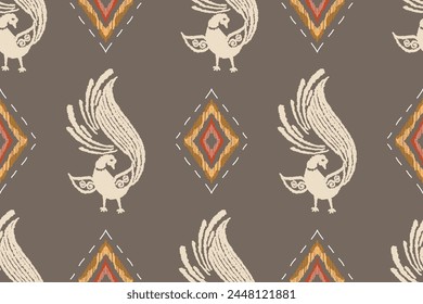 Patrón sin fisuras de ikat étnico en tribal. Estampado de ornamento étnico geométrico azteca. Estilo de patrón Ikat. Diseño de fondo, Fondo de pantalla, ilustración, tela, ropa, alfombra, textil, batik, bordado.