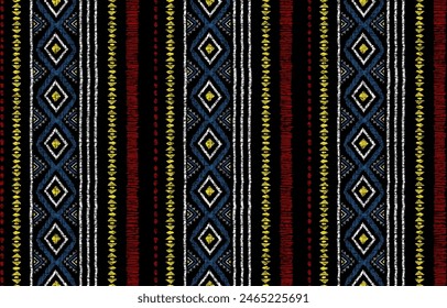 Patrón sin fisuras de ikat étnico en tribal. Estampado de ornamento étnico geométrico azteca. Estilo de patrón Ikat.