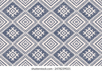 Ethnic ikat seamless pattern in tribal. Geometric ethnic ornament print. Ikat pattern style. Design for ikat, blanket, fabric, clothing, carpet, textile, ethnic, batik, embroidery.