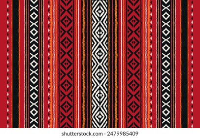 Ethnic ikat seamless pattern in tribal. Geometric ethnic ornament print. Ikat pattern style. Design for background, carpet,wallpaper,clothing,wrapping,batik,fabric,Vector,illustration,embroidery.