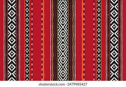 Ethnic ikat seamless pattern in tribal. Geometric ethnic ornament print. Ikat pattern style. Design for background, carpet,wallpaper,clothing,wrapping,batik,fabric,Vector,illustration,embroidery.