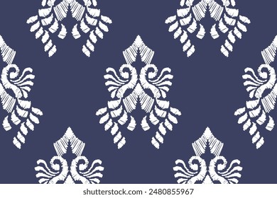 Ethnic ikat seamless pattern in tribal. Aztec geometric ethnic ornament print. Ikat pattern style. Design for background, wallpaper, illustration, fabric, clothing, carpet, textile, batik, embroidery.
