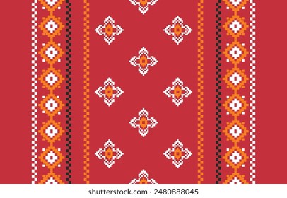 Ethnic ikat seamless pattern in tribal. Flower geometric pattern ethnic ornament print. Ikat pattern style. Design for background, carpet,wallpaper,clothing,wrapping,batik,fabric,Vector,illustration.