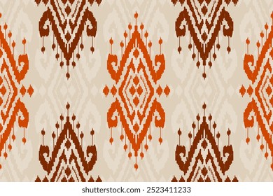 Ethnic ikat seamless pattern in tribal. American, Mexican style. Aztec geometric ornament print. Design for background, wallpaper, illustration, fabric, clothing, carpet, textile, batik, embroidery.