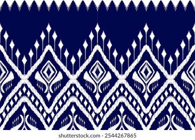 Patrón inconsútil de Ikat étnico en tribal. bordado popular, americano, mexicano para la tela, alfombra, materia textil, alfombra, ropa, batik, motivo.