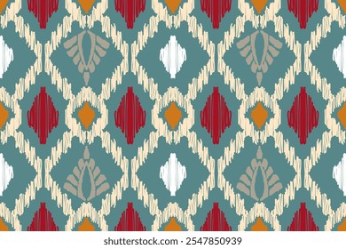 Ethnic ikat seamless pattern in tribal. Aztec geometric ethnic ornament print. Ikat pattern style. Design for background, wallpaper, illustration, fabric, clothing, carpet, textile, batik, embroidery.