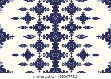 Ethnic ikat seamless pattern in tribal. Aztec geometric ethnic ornament print. Ikat pattern style. Design for background, wallpaper, illustration, fabric, clothing, carpet, textile, batik, embroidery.