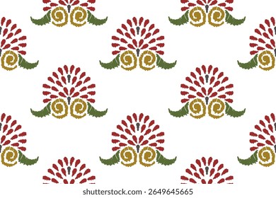 Padrão étnico improvisado em tribal. Impressão de ornamento étnico geométrico asteca. Estilo do padrão Ikat. Design para fundo, papel de parede, ilustração, tecido, roupas, tapete, têxtil, batik, bordado.