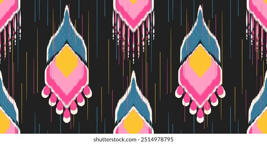 Ethnic ikat seamless pattern.beautiful pattern. folk embroidery,bohemian style,aztec geometric art ornament print.ethnic abstract art.Seamless fabric.design for fabric, carpet, wallpaper, clothing.