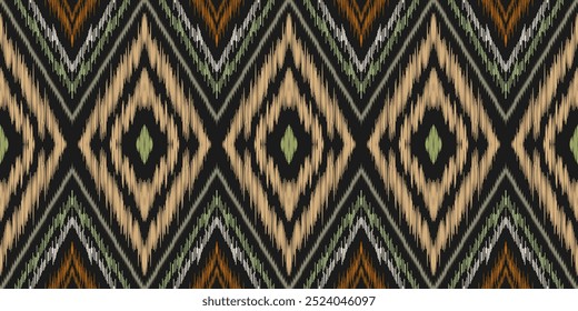 Ethnic ikat seamless pattern.beautiful pattern. folk embroidery,bohemian style,aztec geometric art print.ethnic ikat abstract art.Seamless fabric. Ikat design for fabric, carpet, wallpaper, clothing.	