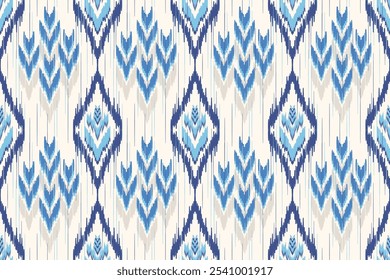 Ethnic ikat seamless pattern.beautiful pattern. floral embroidery, bohemian style, abstract flower art print. ethnic ikat abstract art. seamless fabric. ikat design for fabric, wallpaper, clothing.