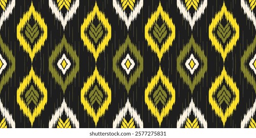 Ethnic ikat seamless pattern.beautiful pattern. floral embroidery, bohemian style, abstract flower art print. ethnic ikat abstract art. seamless fabric. ikat design for fabric, wallpaper, clothing.	