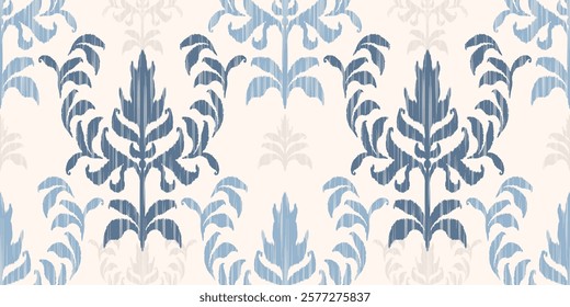 Ethnic ikat seamless pattern.beautiful pattern. floral embroidery, bohemian style, abstract flower art print. ethnic ikat abstract art. seamless fabric. ikat design for fabric, wallpaper, clothing.	