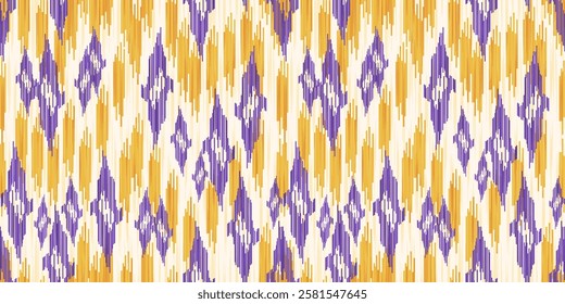 Ethnic ikat seamless pattern.beautiful pattern. floral embroidery, bohemian style, abstract flower art print. ethnic ikat abstract art. seamless fabric. ikat design for fabric, wallpaper, clothing.	
