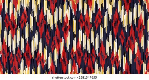 Ethnic ikat seamless pattern.beautiful pattern. floral embroidery, bohemian style, abstract flower art print. ethnic ikat abstract art. seamless fabric. ikat design for fabric, wallpaper, clothing.	