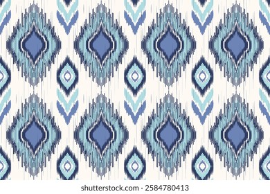 Ethnic ikat seamless pattern.beautiful pattern. floral embroidery, bohemian style, abstract flower art print. ethnic ikat abstract art. seamless fabric. ikat design for fabric, wallpaper, clothing.	
