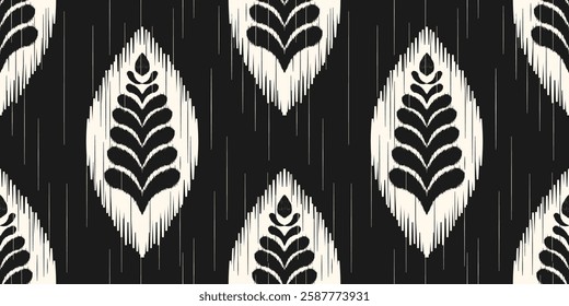 Ethnic ikat seamless pattern.beautiful pattern. floral embroidery, bohemian style, abstract flower art print. ethnic ikat abstract art. seamless fabric. ikat design for fabric, wallpaper, clothing.	