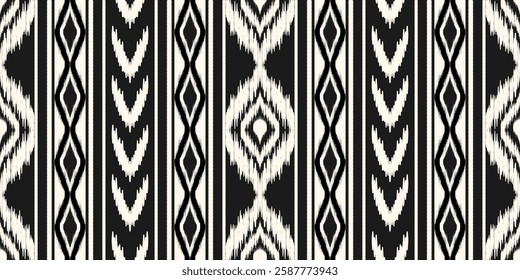 Ethnic ikat seamless pattern.beautiful pattern. floral embroidery, bohemian style, abstract flower art print. ethnic ikat abstract art. seamless fabric. ikat design for fabric, wallpaper, clothing.	