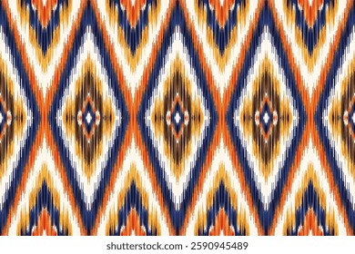 Ethnic ikat seamless pattern.beautiful pattern. floral embroidery, bohemian style, abstract flower art print. ethnic ikat abstract art. seamless fabric. ikat design for fabric, wallpaper, clothing.