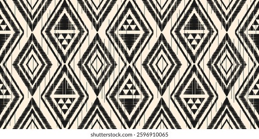 Ethnic ikat seamless pattern.beautiful pattern. floral embroidery, bohemian style, abstract flower art print. ethnic ikat abstract art. seamless fabric. ikat design for fabric, wallpaper, clothing.	
