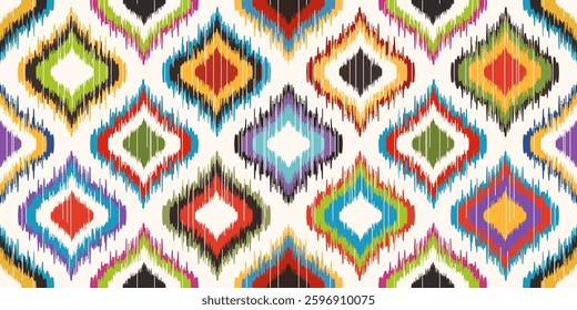 Ethnic ikat seamless pattern.beautiful pattern. floral embroidery, bohemian style, abstract flower art print. ethnic ikat abstract art. seamless fabric. ikat design for fabric, wallpaper, clothing.	