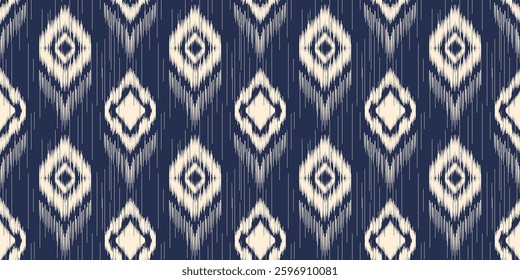 Ethnic ikat seamless pattern.beautiful pattern. floral embroidery, bohemian style, abstract flower art print. ethnic ikat abstract art. seamless fabric. ikat design for fabric, wallpaper, clothing.	
