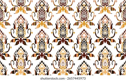 Patrón inconsútil étnico ikat. patrón hermoso. bordado floral, estilo bohemio, impresión abstracta del arte de la flor, arte abstracto étnico ikat. tela inconsútil. diseño ikat para la tela, Fondo de pantalla.