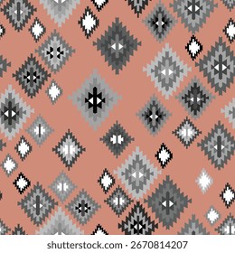 Ethnic ikat seamless pattern.beautiful pattern. folk embroidery,bohemian style,aztec geometric art ornament print.ethnic abstract art.Seamless fabric.design for fabric, carpet, wallpaper, clothing.